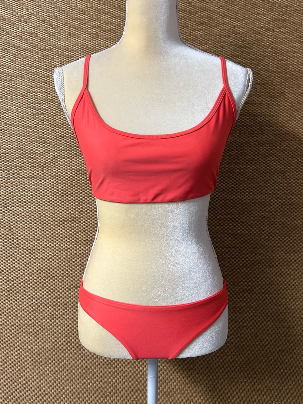 Lokahi Swimwear Women's Bikini Set Orange Tie Back Top XL Cheeky Bottom XS